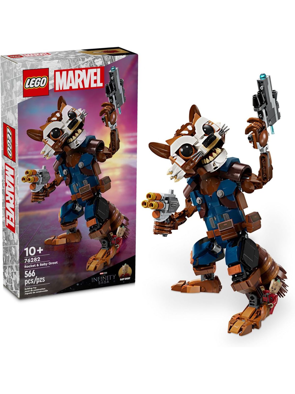 דמות פעולה של רוקט ובייבי גרוט לגו LEGO Super Heroes Marvel 76282