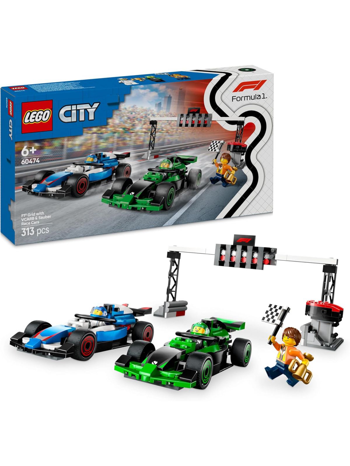 גריד F1 עם מכוניות מרוץ VCARB וסאובר לגו City Formula 1 60474