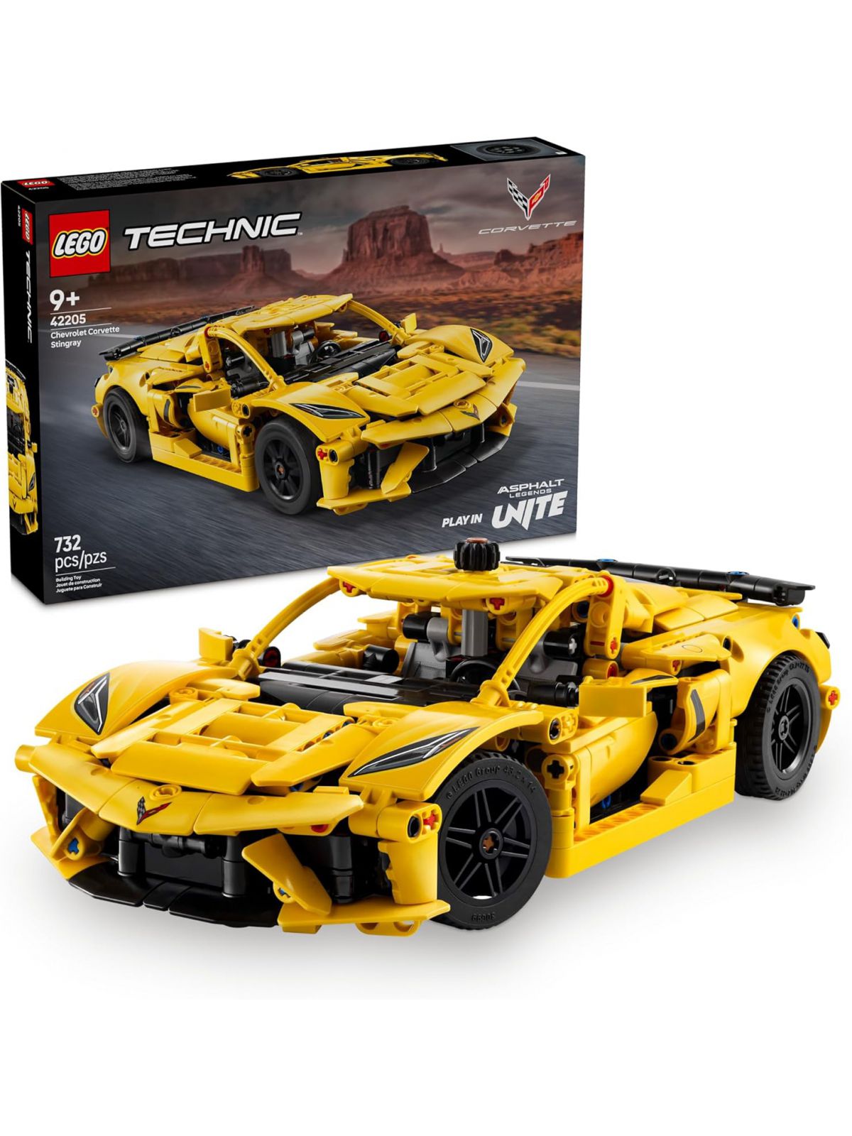 שברולט קורבט סטינגריי צהובה לגו טכניק 42205 LEGO Technic