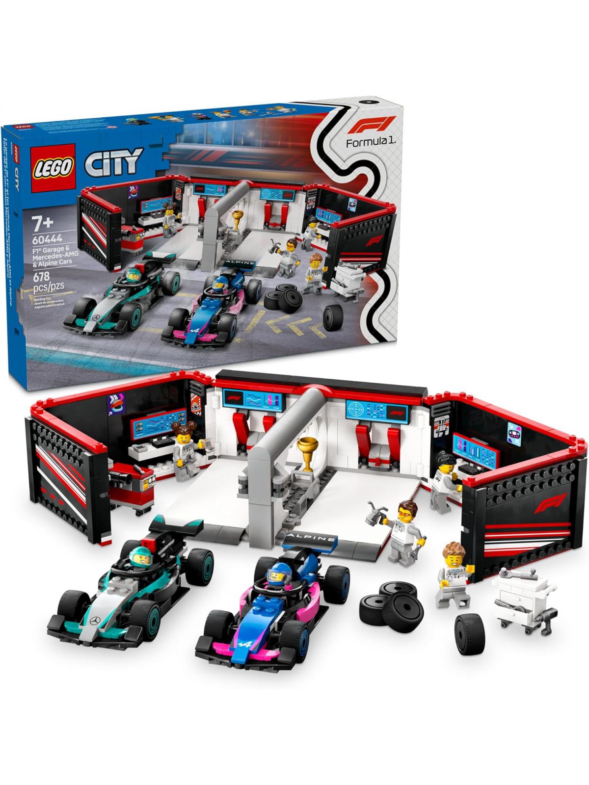 מוסך פורמולה 1 עם מכוניות Mercedes-AMG ו-Alpine לגו סיטי 60444 LEGO City