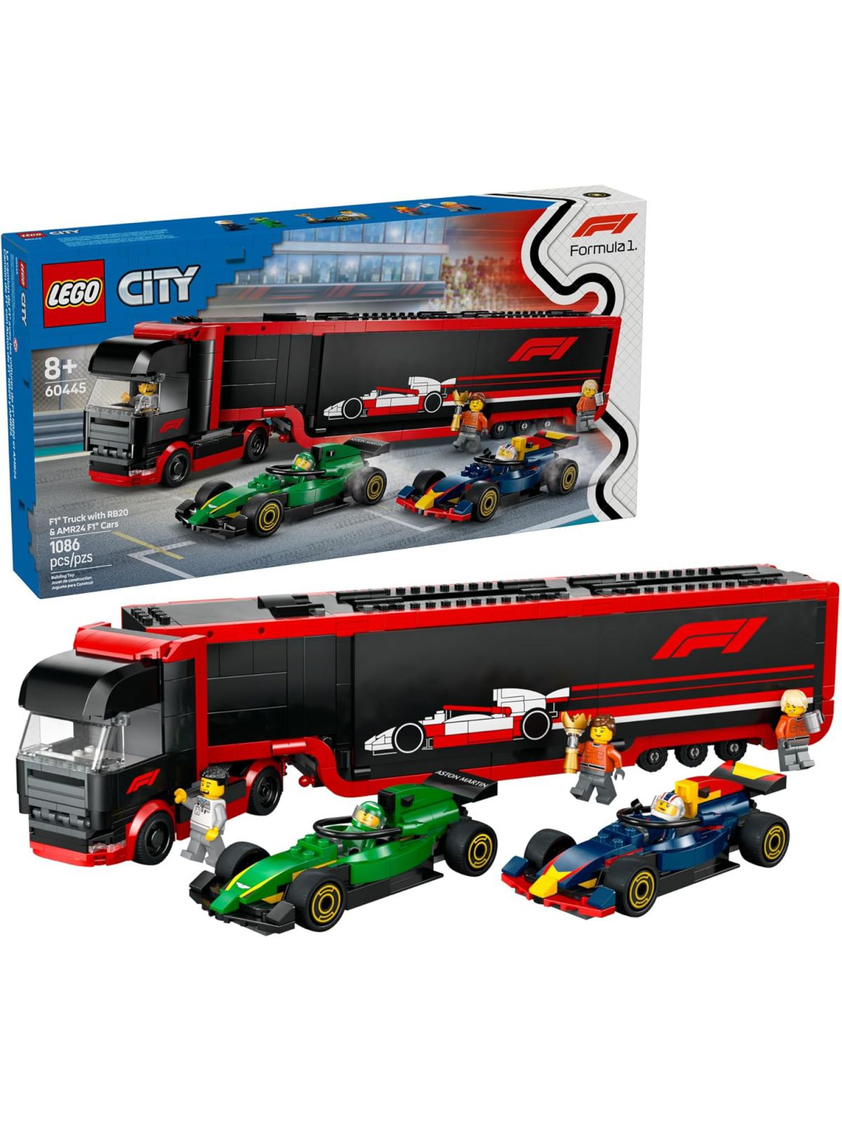 משאית פורמולה 1 עם מכוניות RB20 ו-AMR24 לגו סיטי 60445 LEGO City