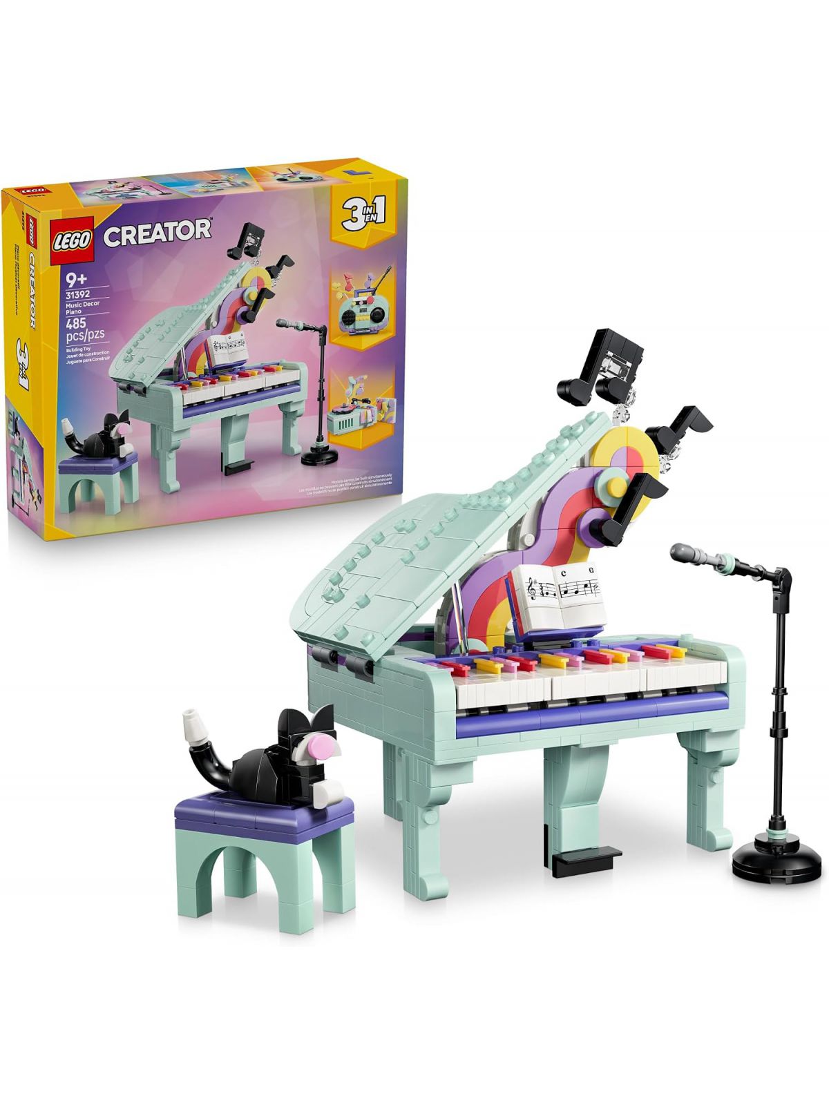 קישוט מוזיקלי בצורת פסנתר עם חתול 3 ב 1 לגו LEGO Creator 31392