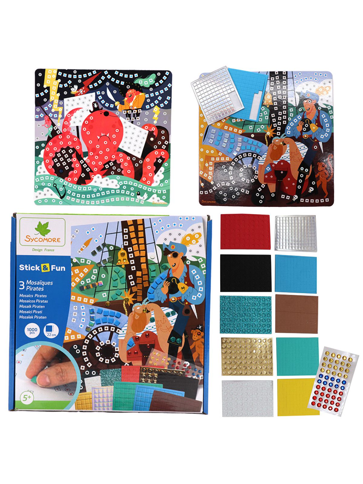 כיף להדביק קישוט עם אבנים ופסיפס צבעוני פיראטים