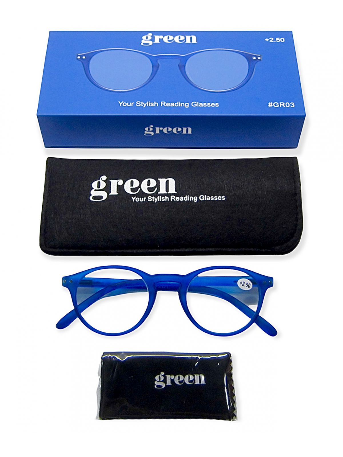 משקפי קריאה דגם GR03 צבע כחול מידה 2.50+