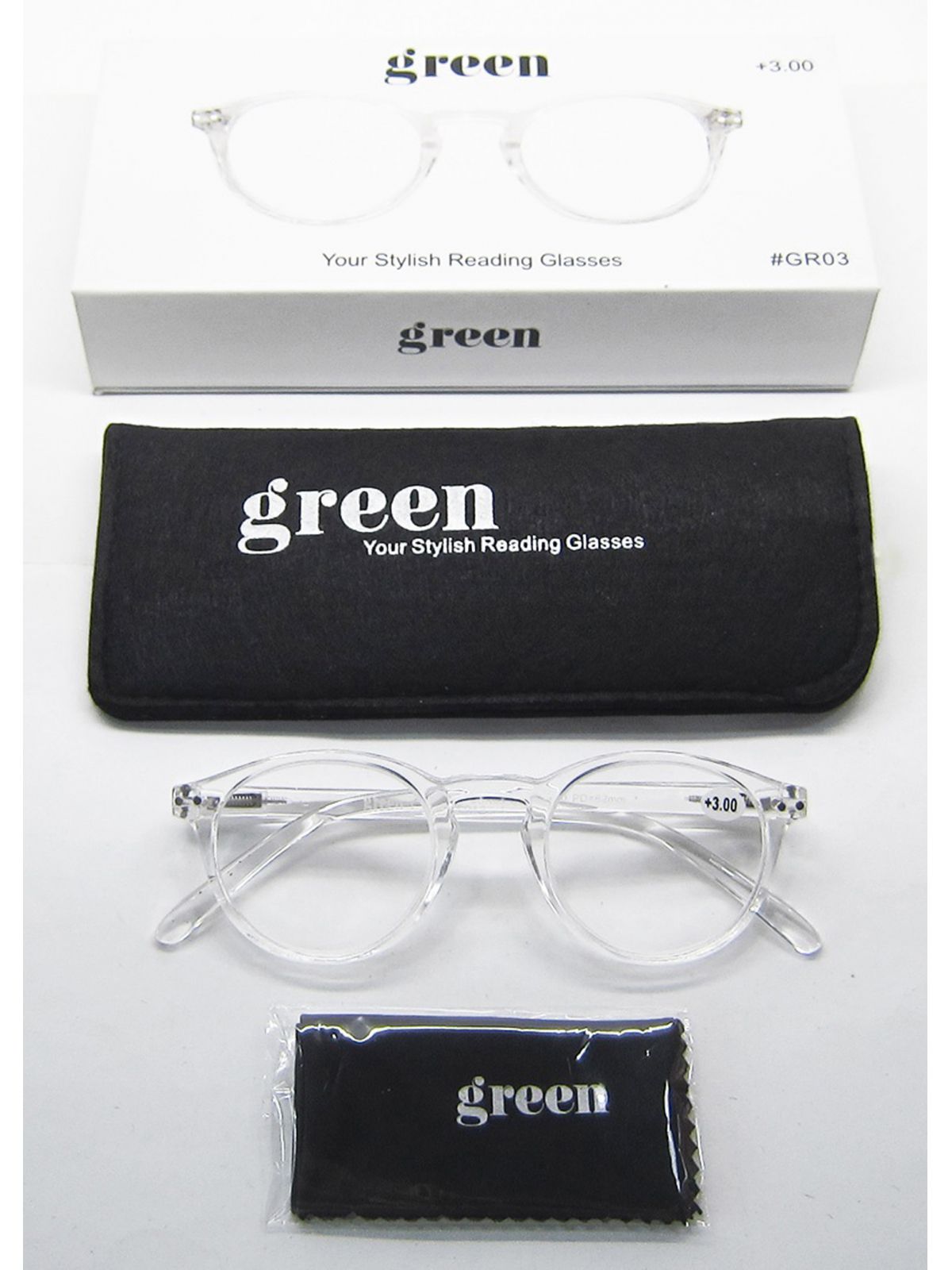 משקפי קריאה דגם GR03 צבע לבן קריסטל  מידה 2.50+