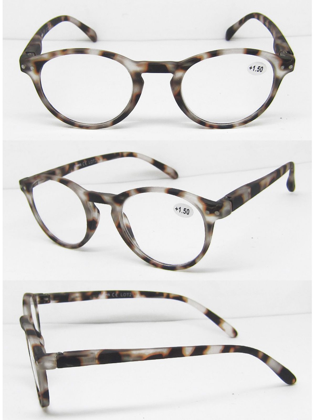 משקפי קריאה דגם GR03 צבע אפור טורטויס מידה 3.00+