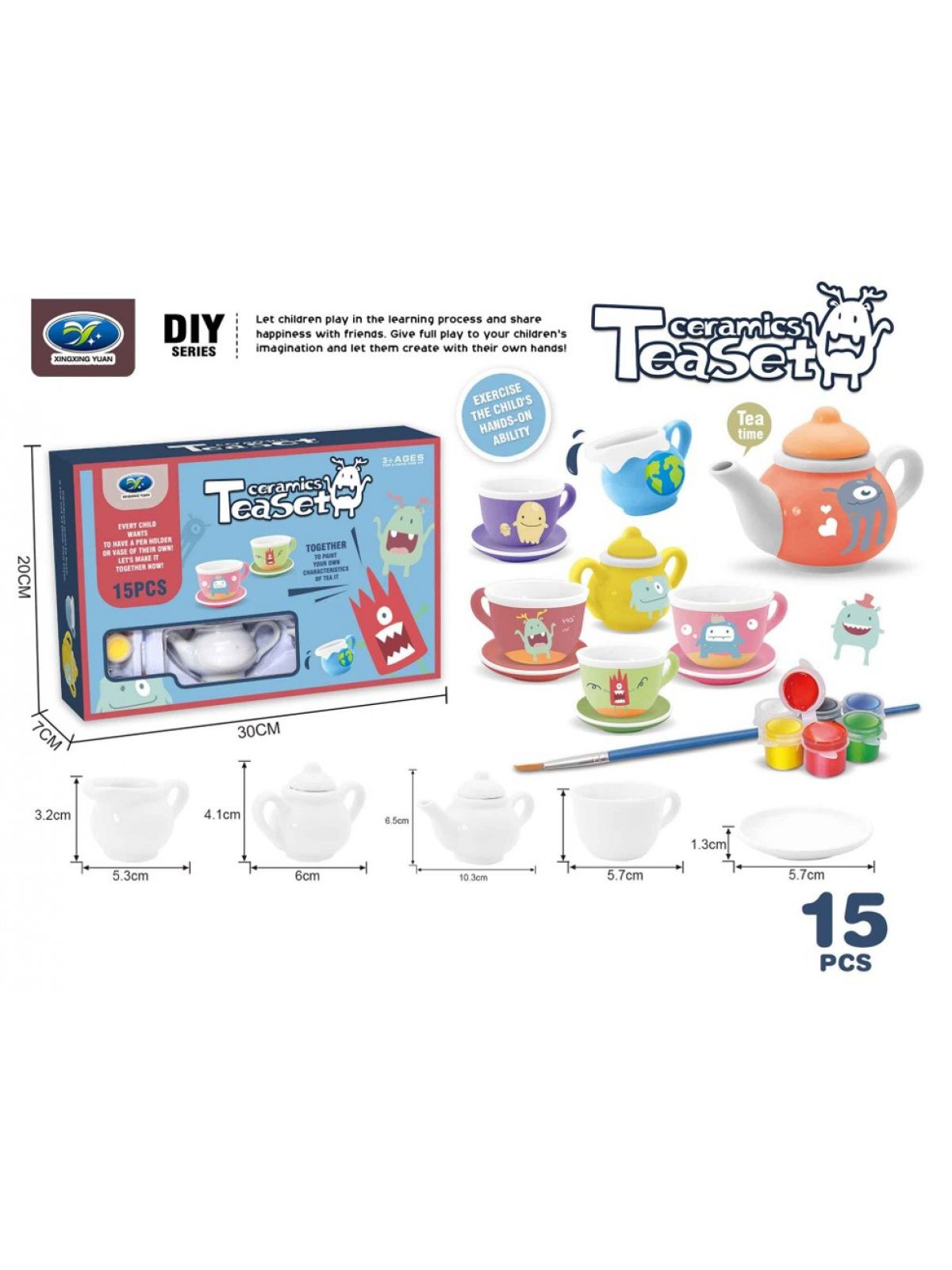 סט כלי קרמיקה לצביעה - מפלצות