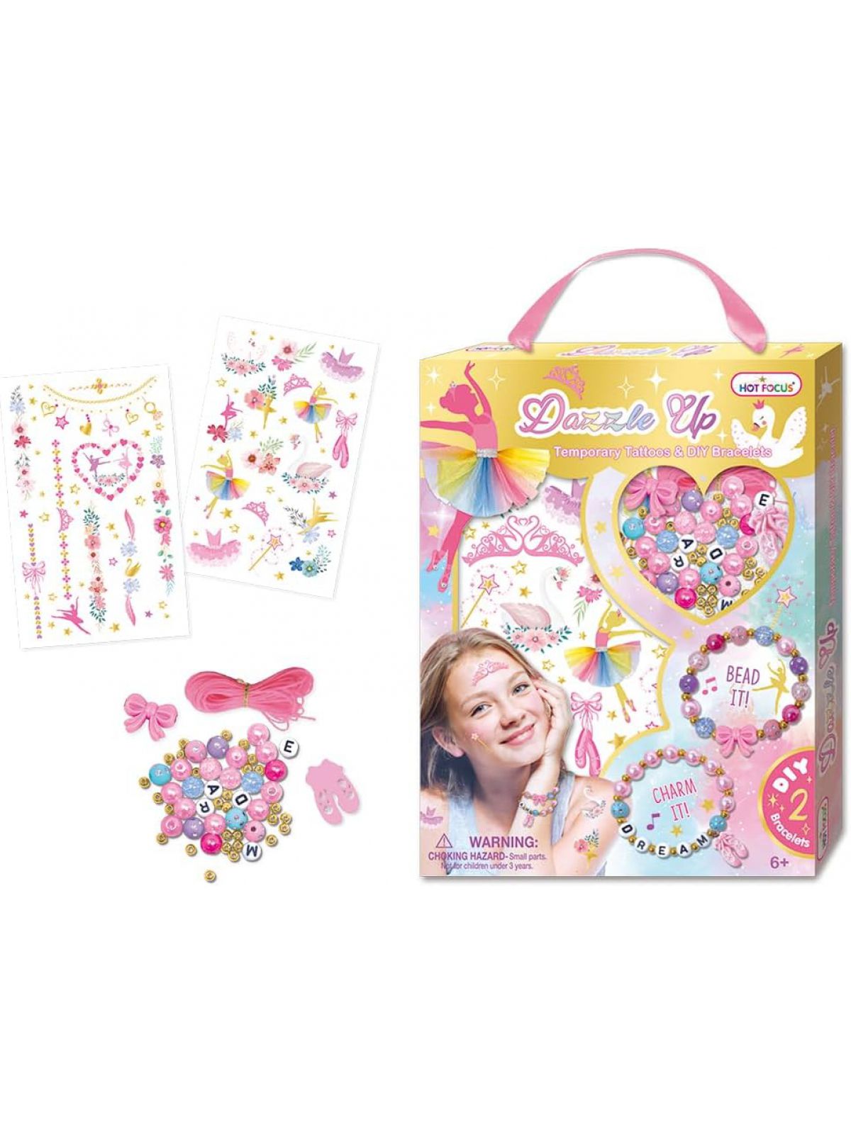 ליפ גלוס ערכת קעקועים וצמידים HOT FOCUS