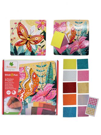 כיף להדביק קישוט עם אבנים ופסיפס צבעוני פרפרים