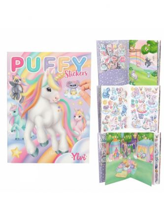 טופ מודל חוברת מדבקות חד קרן Vlvi Puffy - (85 מדבקות)