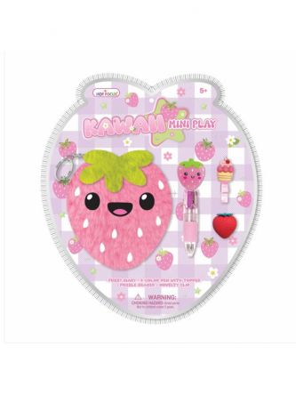 ערכת יומן פרווה תות+עט 4 צבעים+מחק פאזל +אטב (212SB) HOT FOCUS